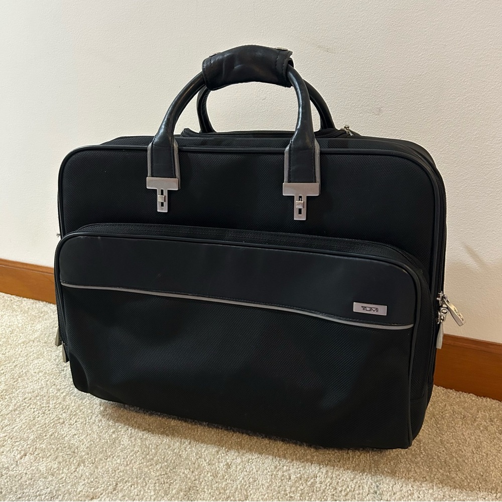 TUMI Rolling Laptop Bag – Black Ballistic Nylon, 2 Wheels, Telescopic Handle